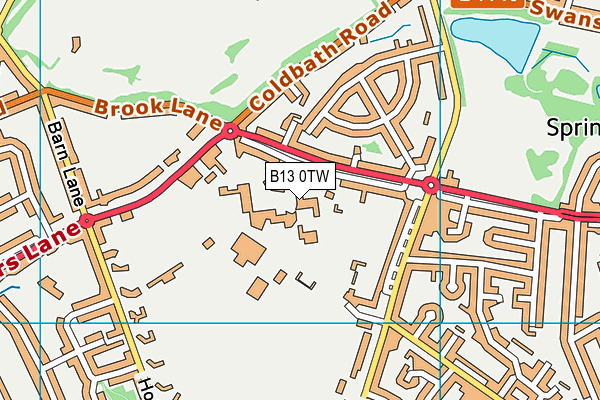 B13 0TW map - OS VectorMap District (Ordnance Survey) B13 0TW map - OS VectorMap District (Ordnance Survey)