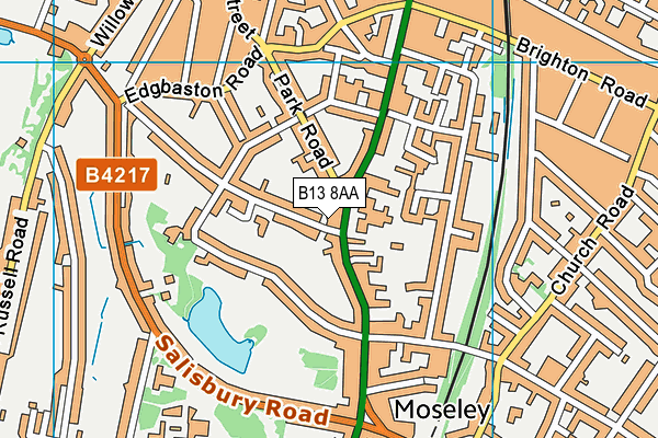 B13 8AA map - OS VectorMap District (Ordnance Survey) B13 8AA map - OS VectorMap District (Ordnance Survey)