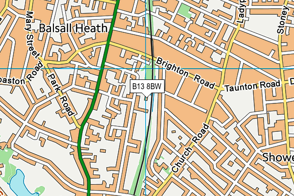 B13 8BW map - OS VectorMap District (Ordnance Survey)
