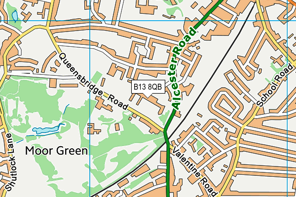 B13 8QB map - OS VectorMap District (Ordnance Survey)