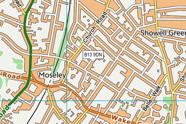 B13 9DN map - OS VectorMap District (Ordnance Survey)