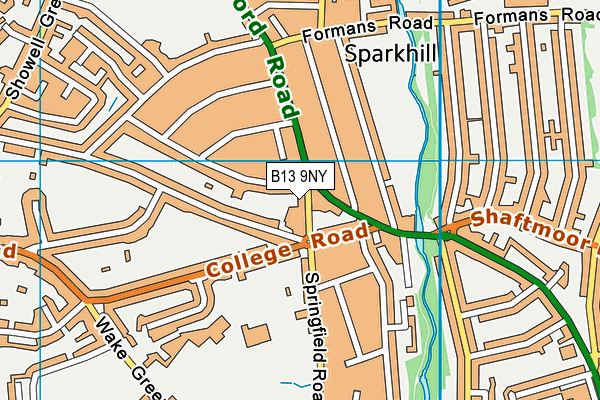 B13 9NY map - OS VectorMap District (Ordnance Survey)