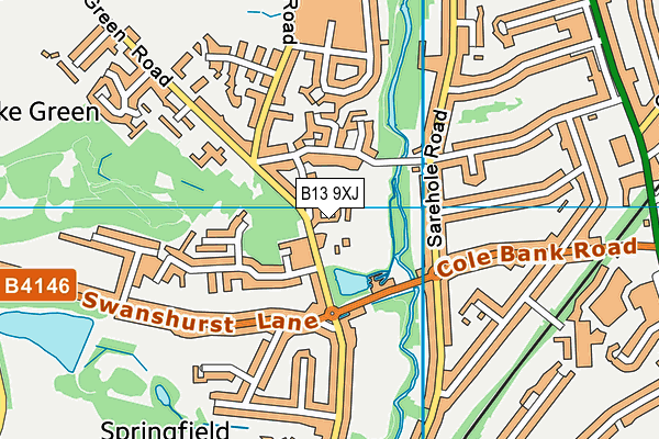 B13 9XJ map - OS VectorMap District (Ordnance Survey) B13 9XJ map - OS VectorMap District (Ordnance Survey)