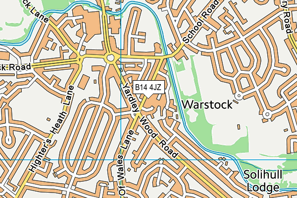 B14 4JZ map - OS VectorMap District (Ordnance Survey) B14 4JZ map - OS VectorMap District (Ordnance Survey)