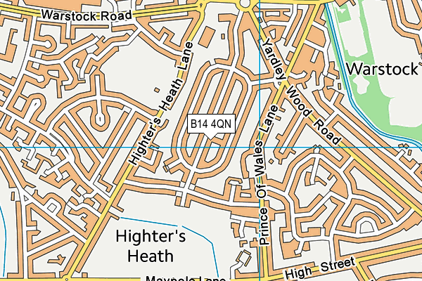B14 4QN map - OS VectorMap District (Ordnance Survey) B14 4QN map - OS VectorMap District (Ordnance Survey)