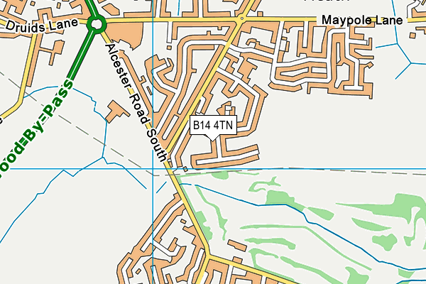 B14 4TN map - OS VectorMap District (Ordnance Survey) B14 4TN map - OS VectorMap District (Ordnance Survey)