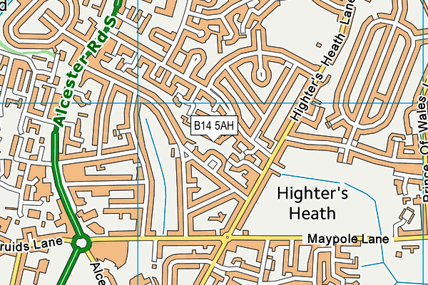 B14 5AH map - OS VectorMap District (Ordnance Survey) B14 5AH map - OS VectorMap District (Ordnance Survey)