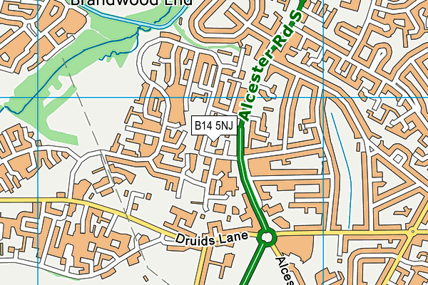 B14 5NJ map - OS VectorMap District (Ordnance Survey) B14 5NJ map - OS VectorMap District (Ordnance Survey)
