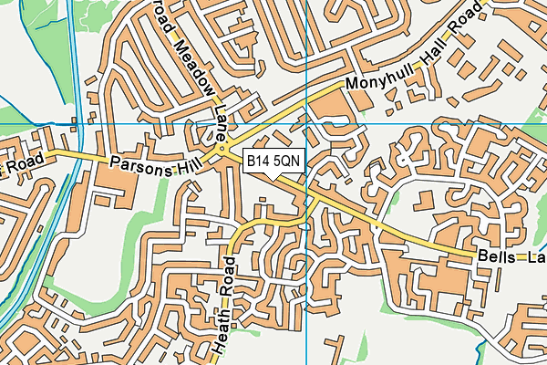 B14 5QN map - OS VectorMap District (Ordnance Survey) B14 5QN map - OS VectorMap District (Ordnance Survey)