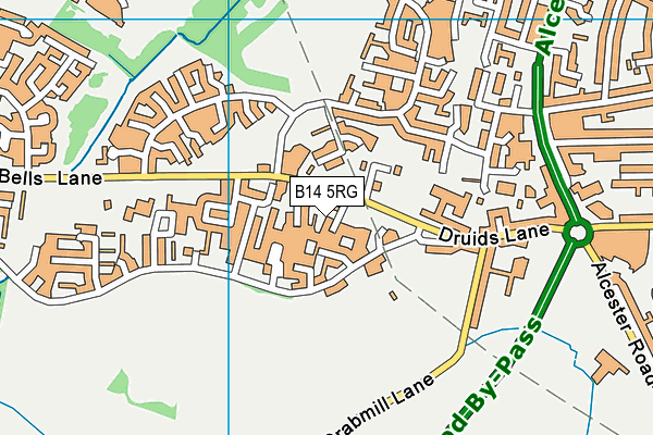 B14 5RG map - OS VectorMap District (Ordnance Survey) B14 5RG map - OS VectorMap District (Ordnance Survey)