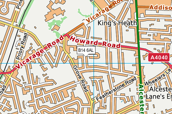 B14 6AL map - OS VectorMap District (Ordnance Survey) B14 6AL map - OS VectorMap District (Ordnance Survey)