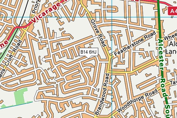 B14 6HJ map - OS VectorMap District (Ordnance Survey) B14 6HJ map - OS VectorMap District (Ordnance Survey)