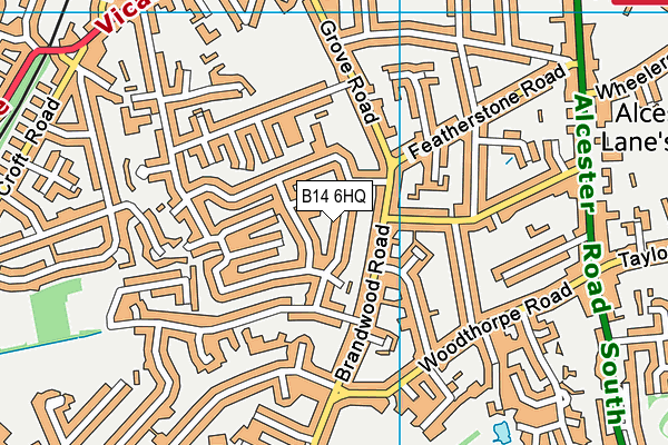 B14 6HQ map - OS VectorMap District (Ordnance Survey) B14 6HQ map - OS VectorMap District (Ordnance Survey)