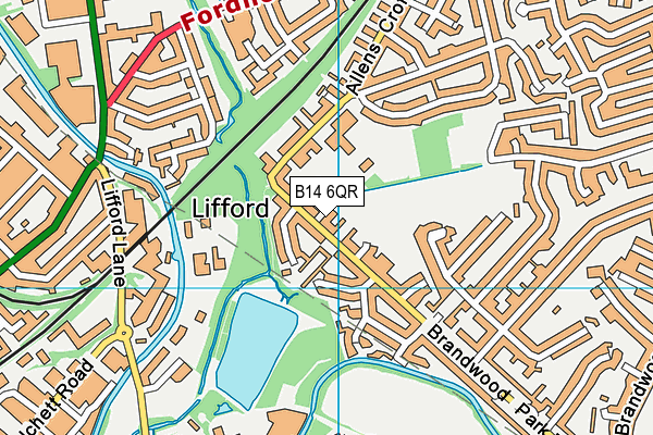 B14 6QR map - OS VectorMap District (Ordnance Survey)