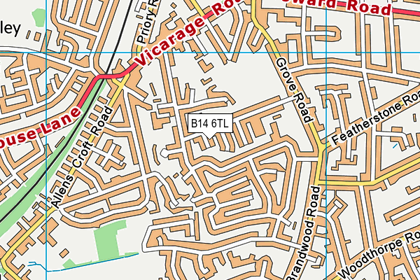 B14 6TL map - OS VectorMap District (Ordnance Survey) B14 6TL map - OS VectorMap District (Ordnance Survey)