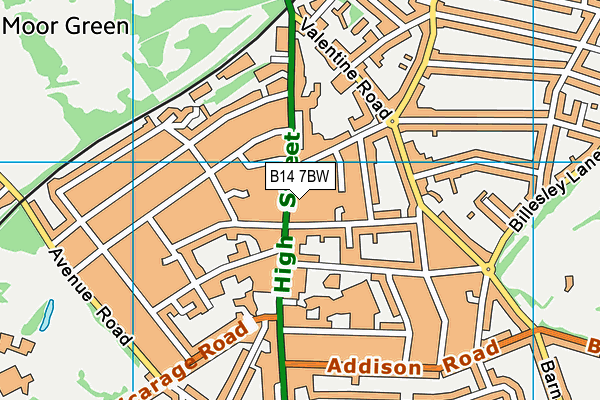 B14 7BW map - OS VectorMap District (Ordnance Survey) B14 7BW map - OS VectorMap District (Ordnance Survey)