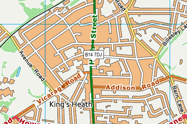 B14 7DJ map - OS VectorMap District (Ordnance Survey) B14 7DJ map - OS VectorMap District (Ordnance Survey)