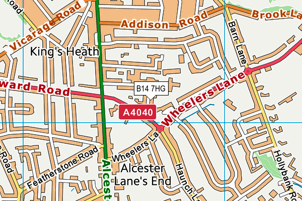 B14 7HG map - OS VectorMap District (Ordnance Survey) B14 7HG map - OS VectorMap District (Ordnance Survey)