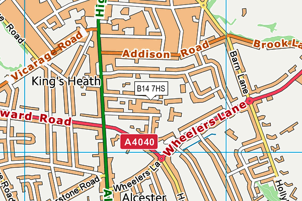 B14 7HS map - OS VectorMap District (Ordnance Survey) B14 7HS map - OS VectorMap District (Ordnance Survey)