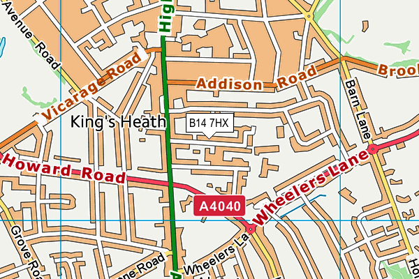 B14 7HX map - OS VectorMap District (Ordnance Survey) B14 7HX map - OS VectorMap District (Ordnance Survey)