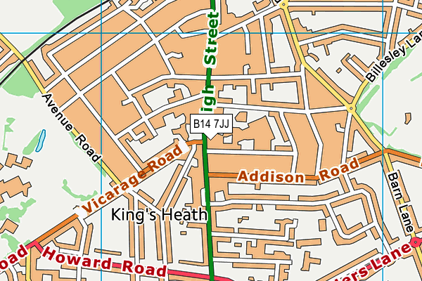 B14 7JJ map - OS VectorMap District (Ordnance Survey) B14 7JJ map - OS VectorMap District (Ordnance Survey)