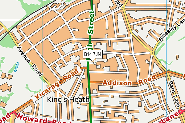 B14 7JN map - OS VectorMap District (Ordnance Survey) B14 7JN map - OS VectorMap District (Ordnance Survey)