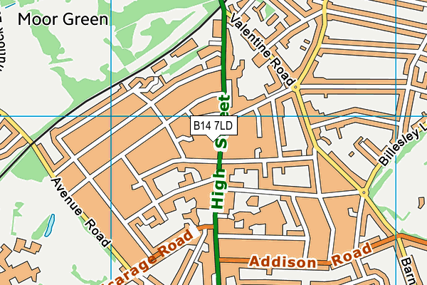 B14 7LD map - OS VectorMap District (Ordnance Survey) B14 7LD map - OS VectorMap District (Ordnance Survey)