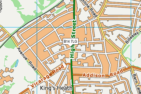 B14 7LG map - OS VectorMap District (Ordnance Survey) B14 7LG map - OS VectorMap District (Ordnance Survey)