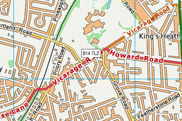 B14 7LZ map - OS VectorMap District (Ordnance Survey) B14 7LZ map - OS VectorMap District (Ordnance Survey)