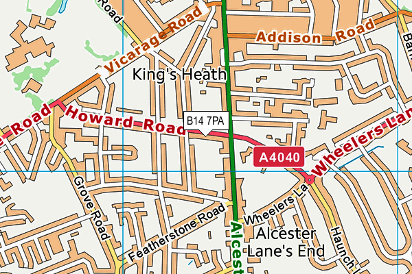 B14 7PA map - OS VectorMap District (Ordnance Survey) B14 7PA map - OS VectorMap District (Ordnance Survey)