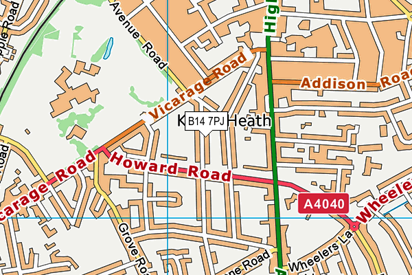 B14 7PJ map - OS VectorMap District (Ordnance Survey) B14 7PJ map - OS VectorMap District (Ordnance Survey)