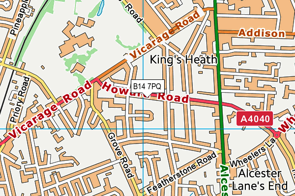 B14 7PQ map - OS VectorMap District (Ordnance Survey) B14 7PQ map - OS VectorMap District (Ordnance Survey)