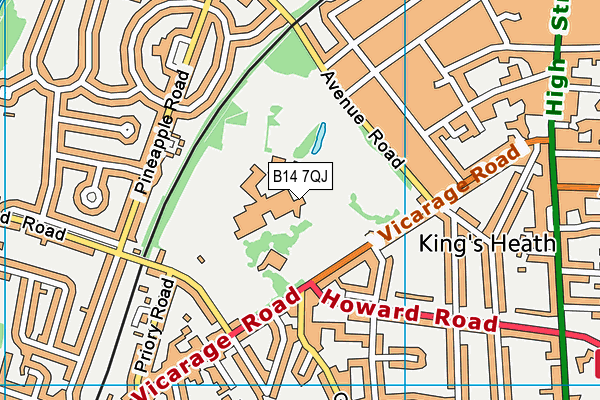B14 7QJ map - OS VectorMap District (Ordnance Survey) B14 7QJ map - OS VectorMap District (Ordnance Survey)