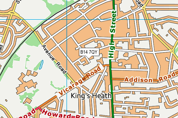 B14 7QY map - OS VectorMap District (Ordnance Survey) B14 7QY map - OS VectorMap District (Ordnance Survey)