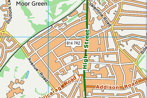 B14 7RZ map - OS VectorMap District (Ordnance Survey) B14 7RZ map - OS VectorMap District (Ordnance Survey)
