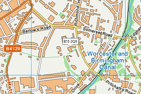 B15 2QX map - OS VectorMap District (Ordnance Survey)