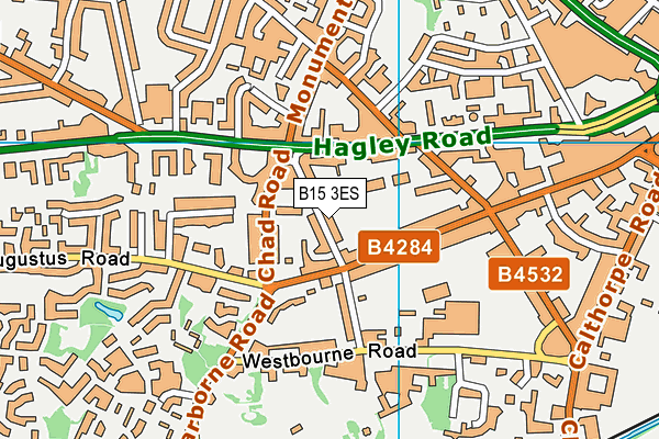 B15 3ES map - OS VectorMap District (Ordnance Survey)