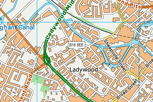 B16 8EE map - OS VectorMap District (Ordnance Survey)