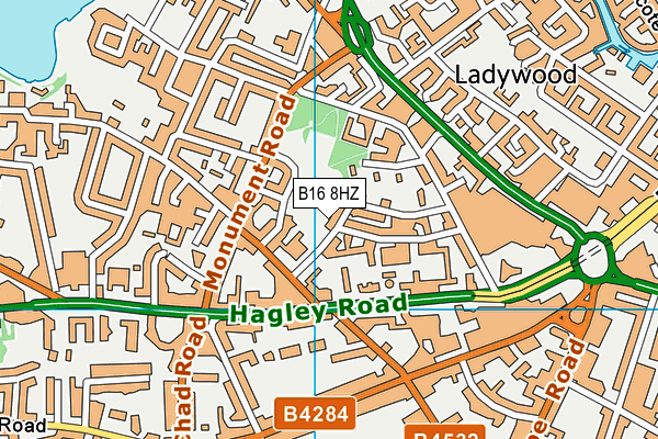 B16 8HZ map - OS VectorMap District (Ordnance Survey)