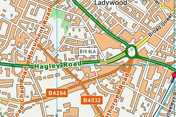 B16 8LA map - OS VectorMap District (Ordnance Survey)