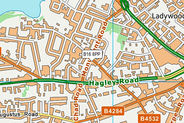 B16 8PP map - OS VectorMap District (Ordnance Survey)