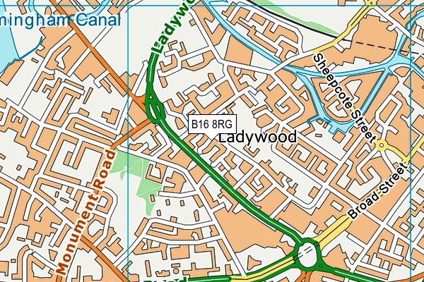 B16 8RG map - OS VectorMap District (Ordnance Survey)