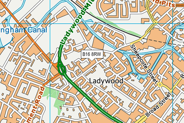 B16 8RW map - OS VectorMap District (Ordnance Survey)