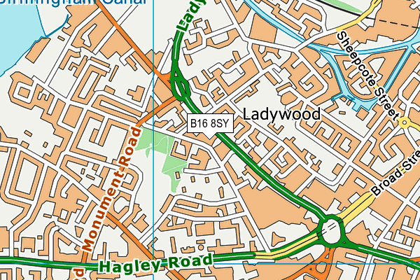 B16 8SY map - OS VectorMap District (Ordnance Survey)