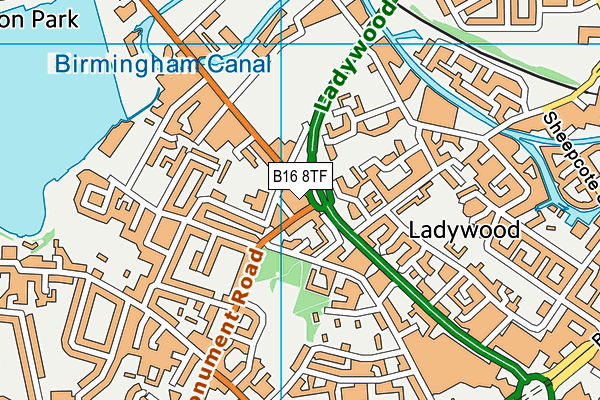 B16 8TF map - OS VectorMap District (Ordnance Survey)