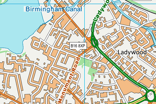 B16 8XP map - OS VectorMap District (Ordnance Survey)