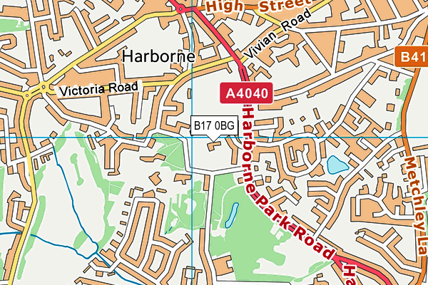 B17 0BG map - OS VectorMap District (Ordnance Survey) B17 0BG map - OS VectorMap District (Ordnance Survey)