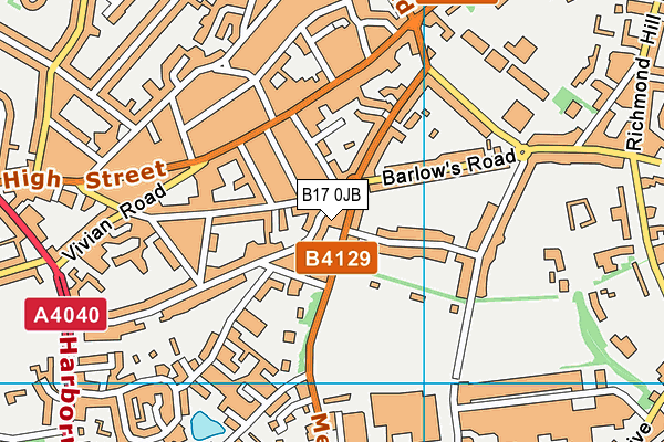 B17 0JB map - OS VectorMap District (Ordnance Survey) B17 0JB map - OS VectorMap District (Ordnance Survey)