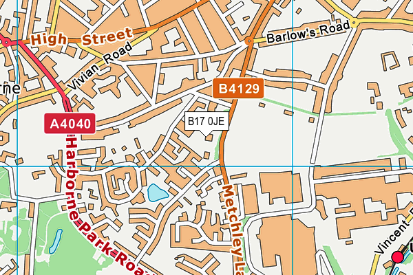 B17 0JE map - OS VectorMap District (Ordnance Survey) B17 0JE map - OS VectorMap District (Ordnance Survey)