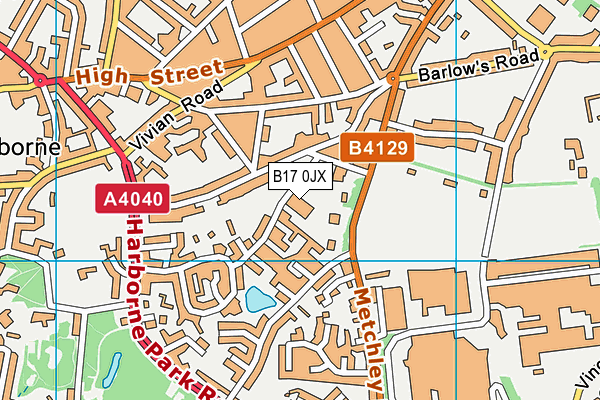 B17 0JX map - OS VectorMap District (Ordnance Survey) B17 0JX map - OS VectorMap District (Ordnance Survey)